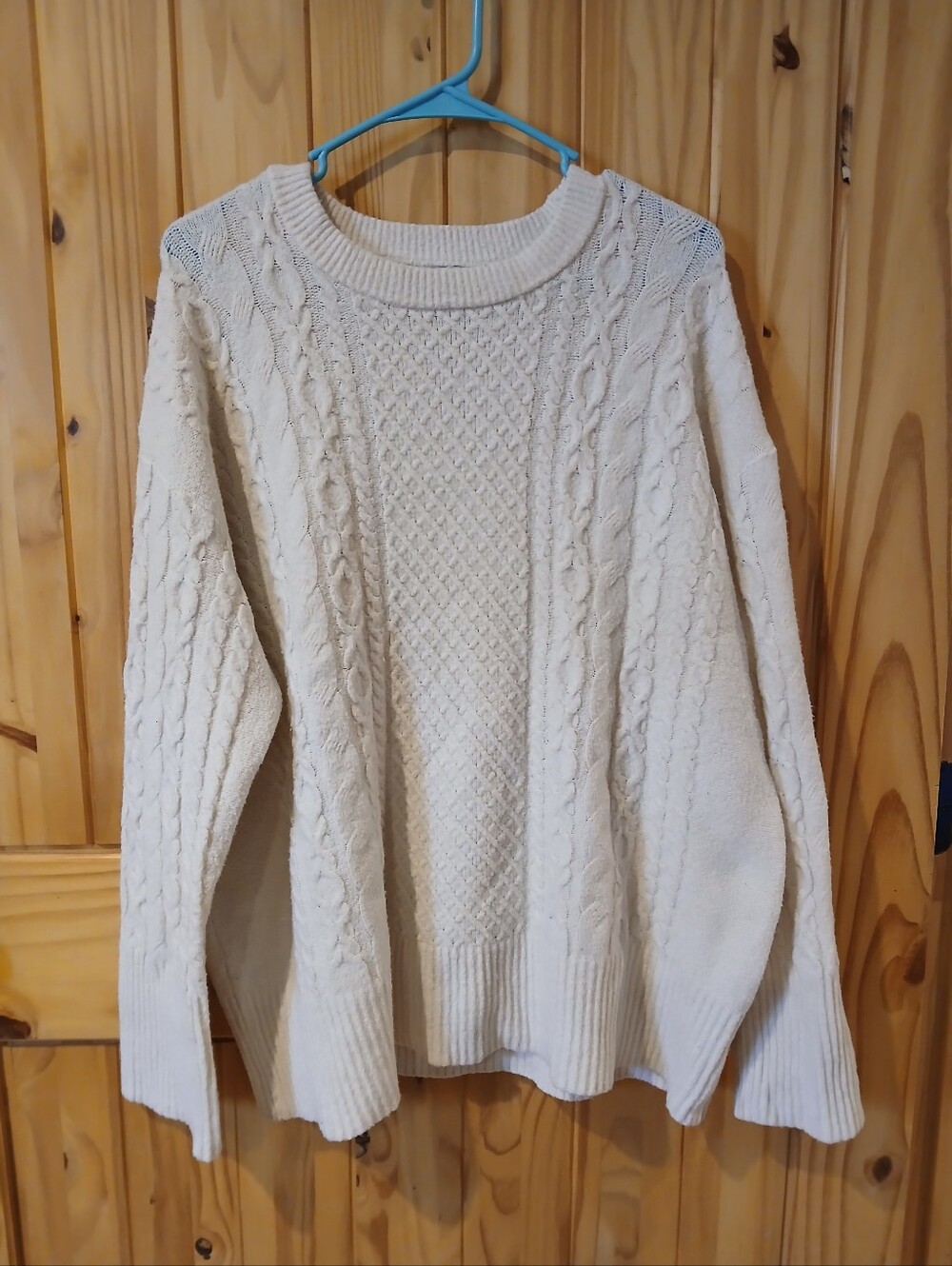 a new day Cream Cable-Knit Crewneck Sweater Size XL